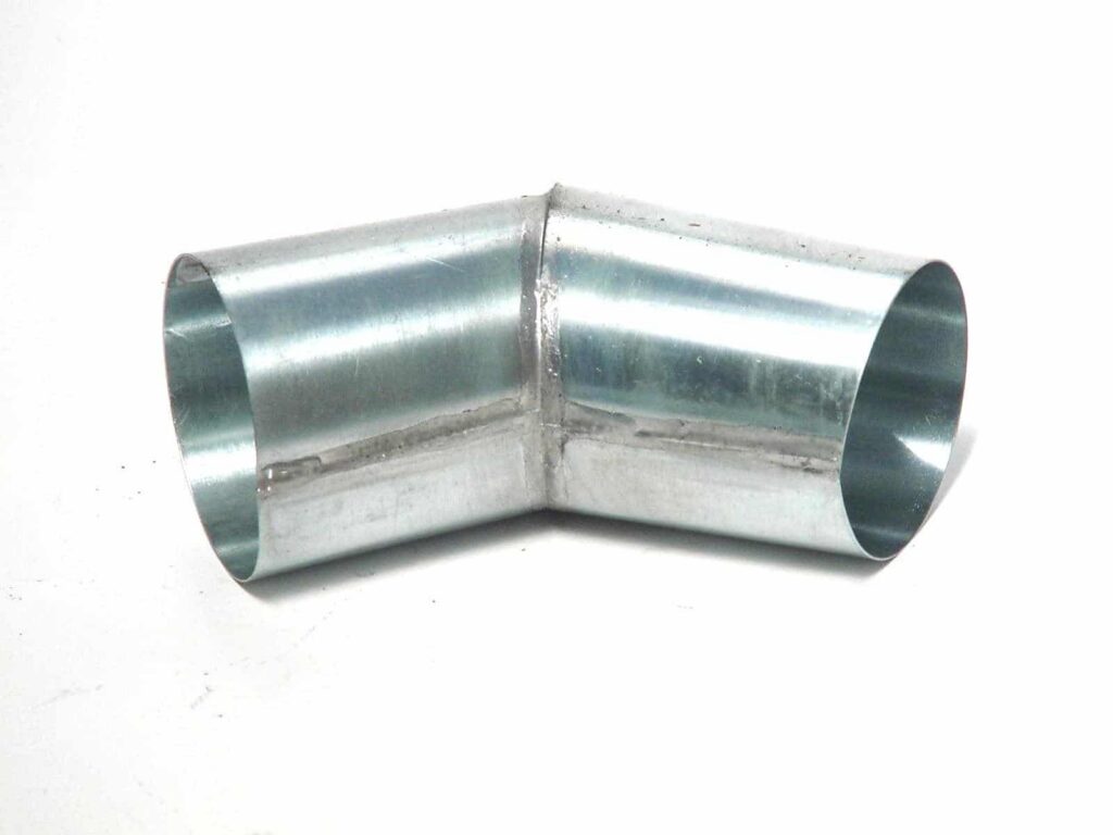 Zinken bocht 100 mm 45gr gesoldeerd