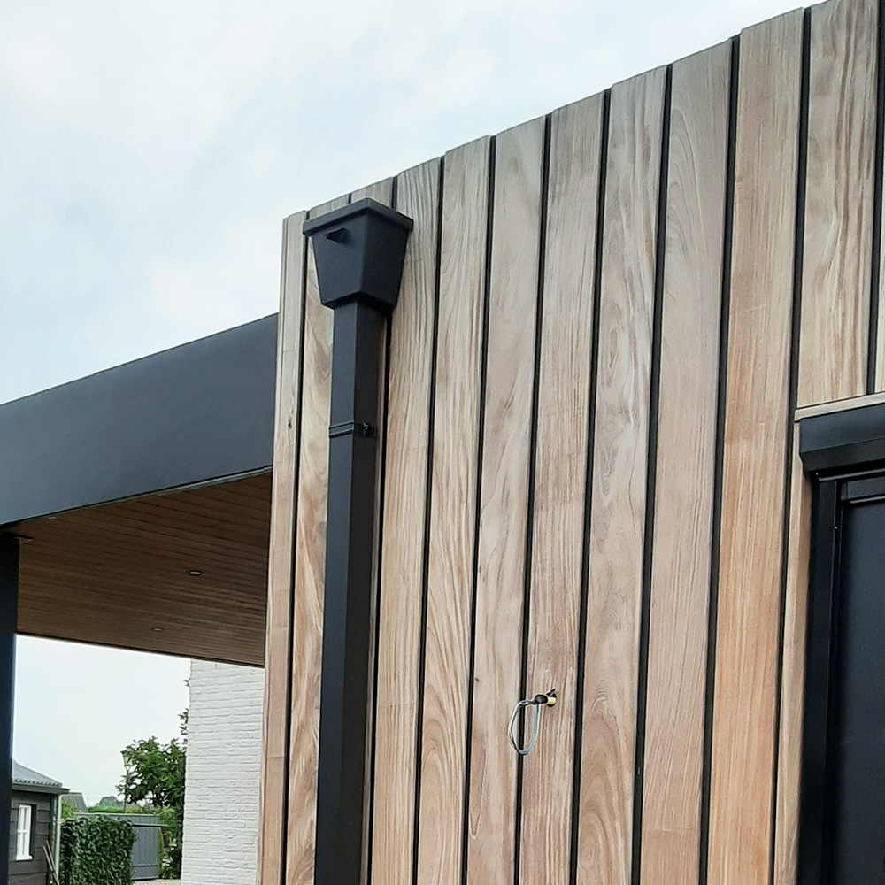 Aluminium regenpijp 80x80 mm vierkant 2 meter + spie - RAL 9005 fijnstructuur