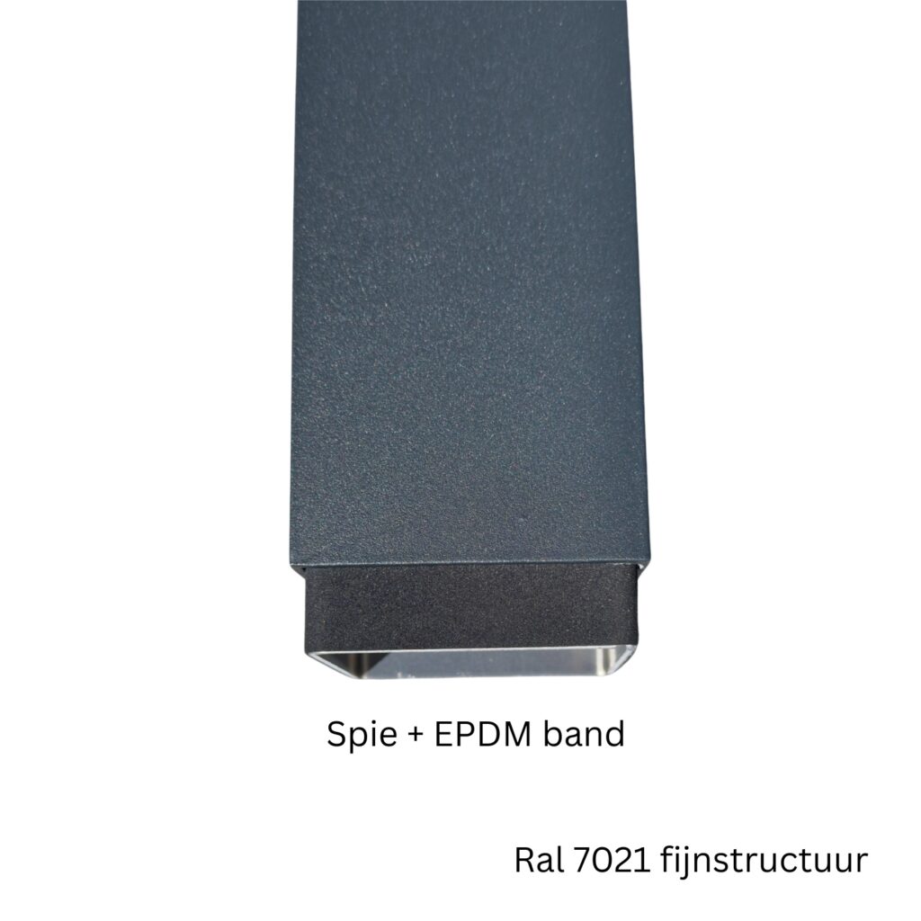 Aluminium regenpijp 80x80 mm vierkant 2 meter + spie - RAL 9005 fijnstructuur