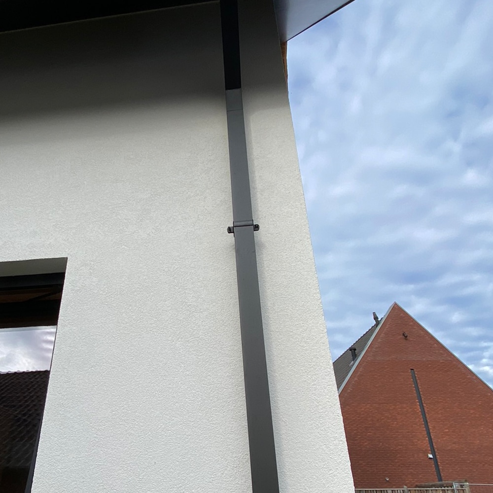 Aluminium regenpijp 80x80 mm vierkant 1 meter + spie - RAL 9005