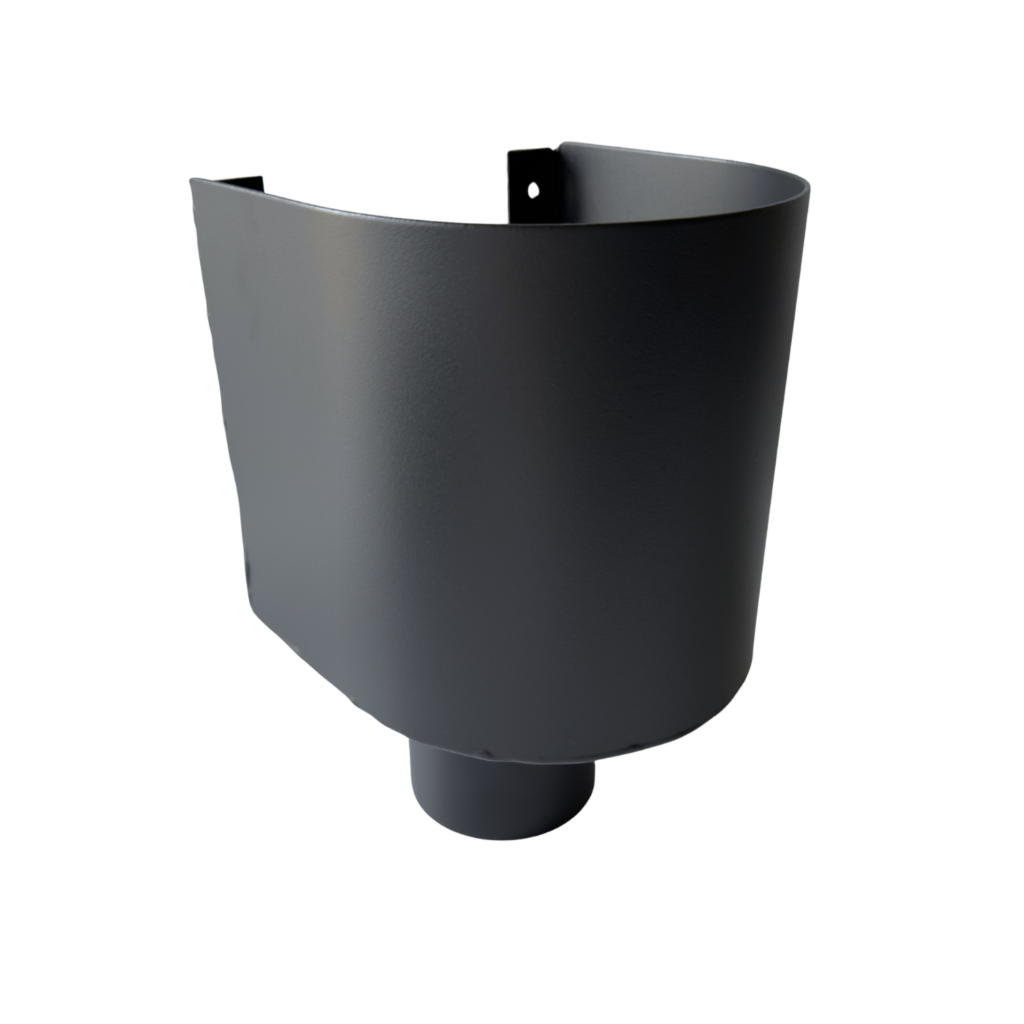 Aluminium regenpijp vergaarbak mini 80mm rond - RAL 7021 fijnstructuur