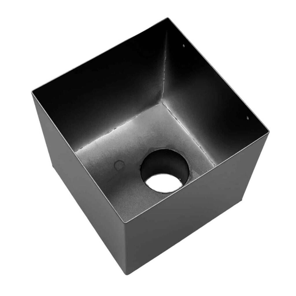 Aluminium regenpijp vergaarbak vierkant passend in 80mm - RAL 7021 fijnstructuur