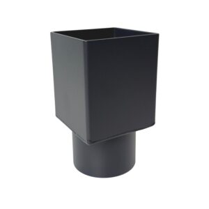Aluminium verloop 80x80mm naar rond 80mm - RAL 7021 fijnstructuur - Afbeelding 1