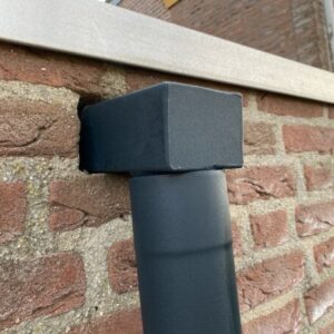 Aluminium stadsuitloop 60x100mm rond 80mm - Ral-9005 fijnstructuur - Afbeelding 3