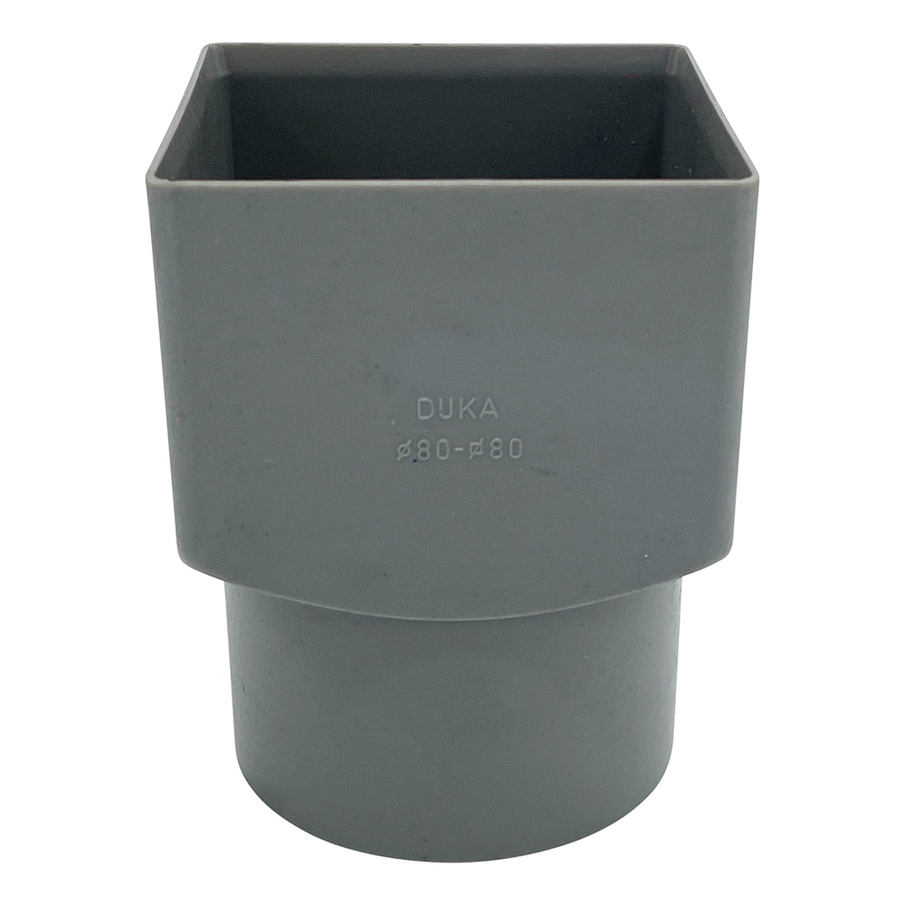 PVC verloopmof 80x80mm naar 80mm rond