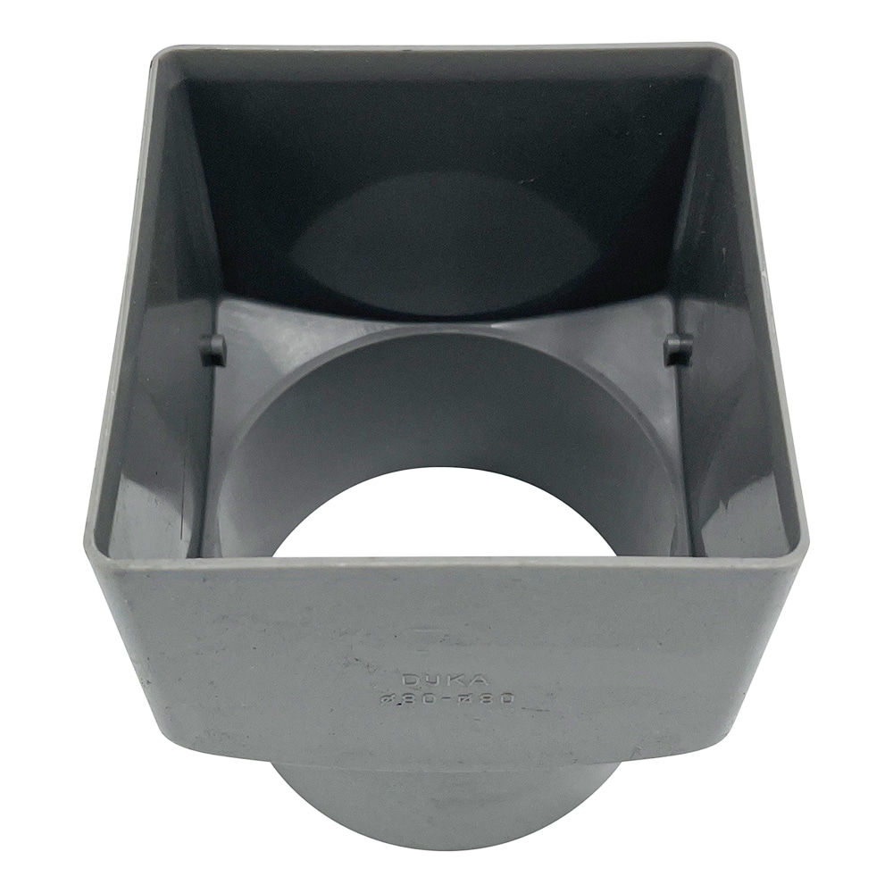 PVC verloopmof 80x80mm naar 80mm rond