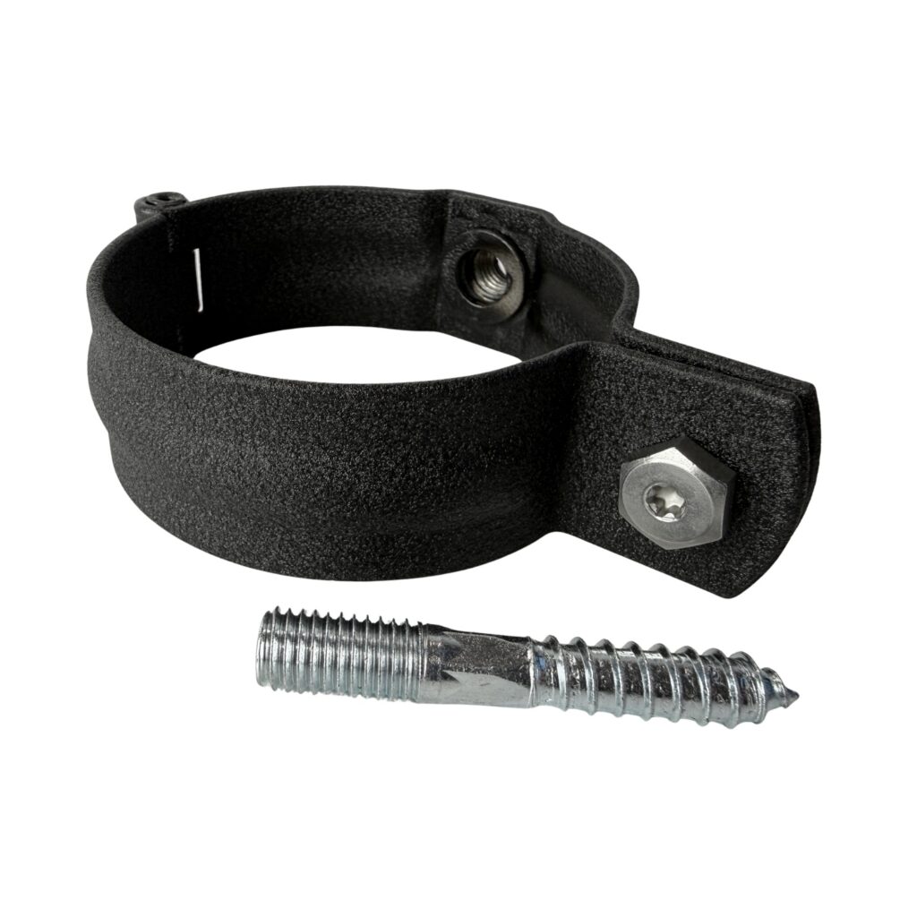 Regenpijp beugel 80mm met M10 draad - zwart
