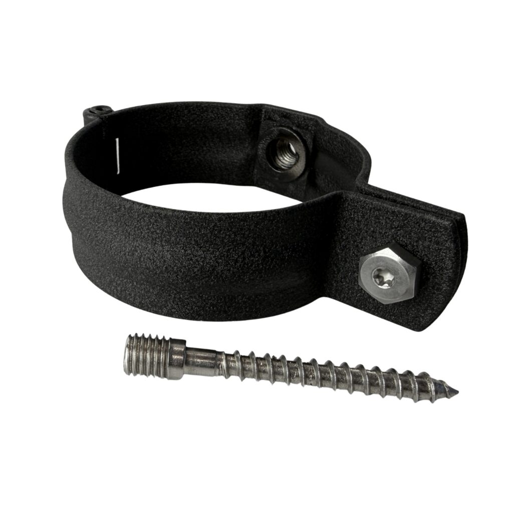 Regenpijp beugel 80mm met M10 draad - zwart