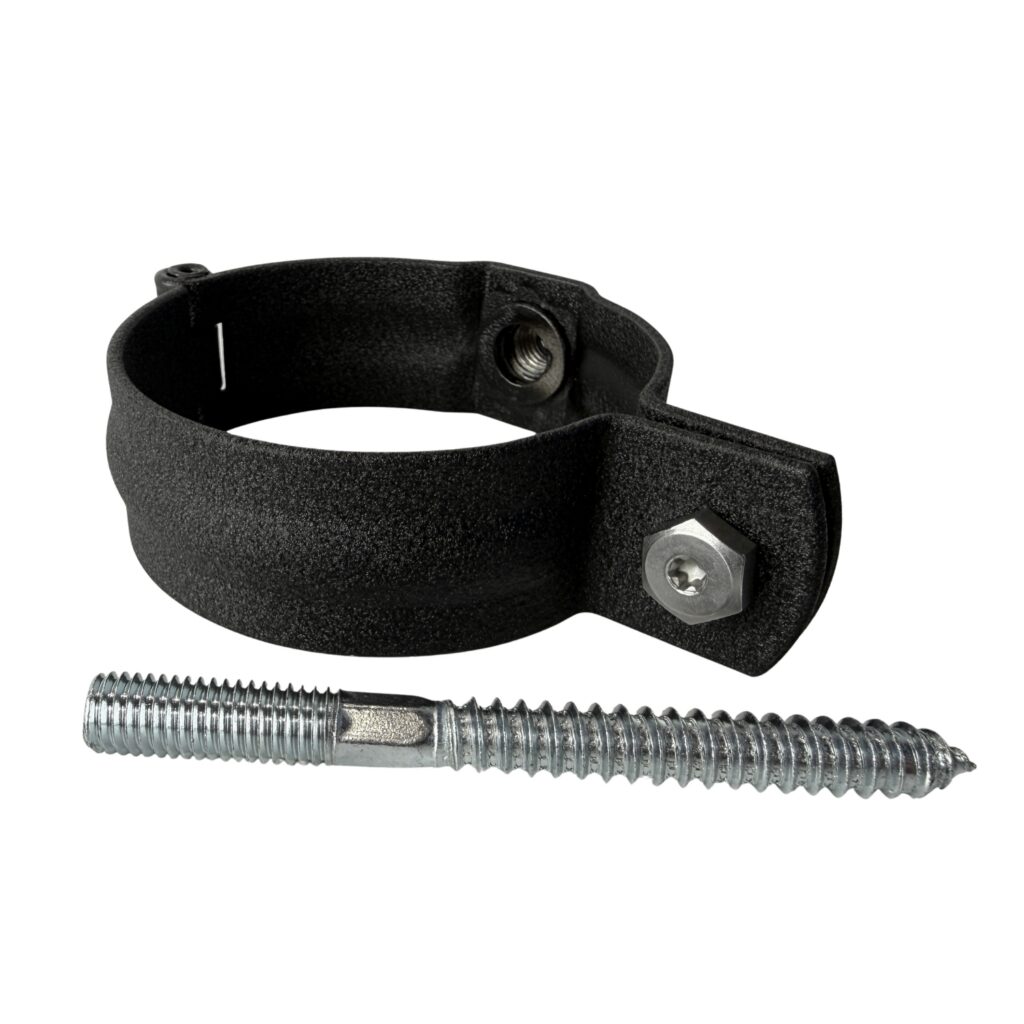 Regenpijp beugel 80mm met M10 draad - zwart