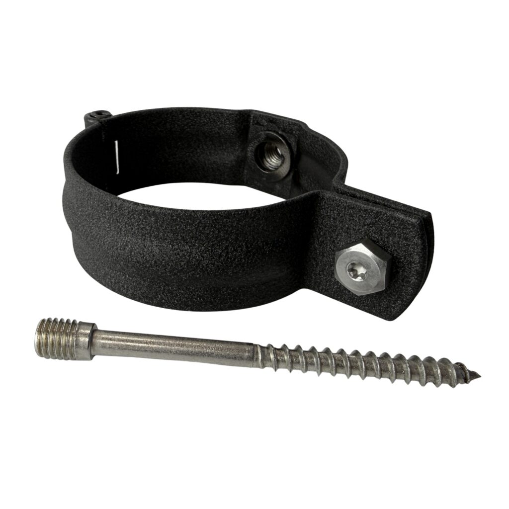 Regenpijp beugel 80mm met M10 draad - zwart