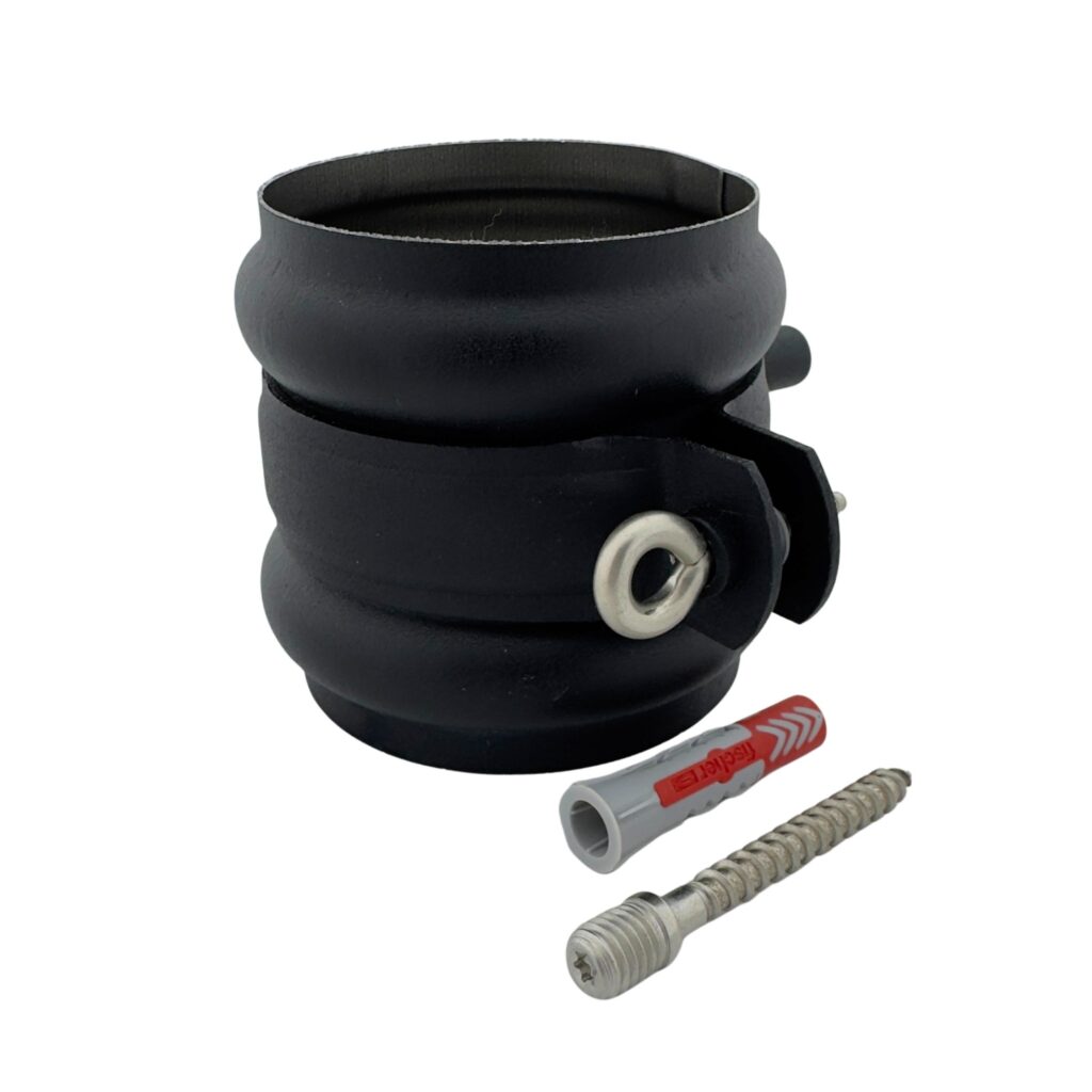 Regenpijp beugel 80mm met M10 draad + Wrong – zwart