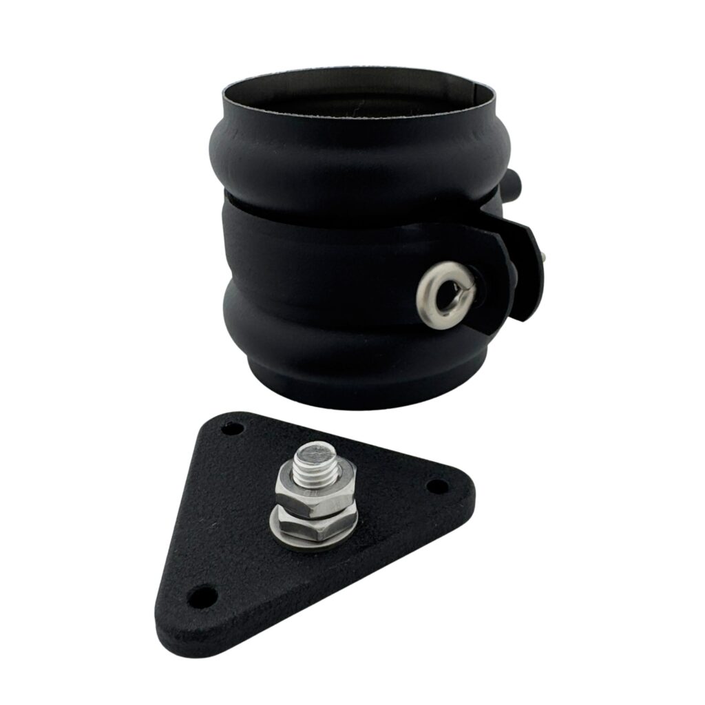 Regenpijp beugel 80mm met M10 draad + Wrong – zwart
