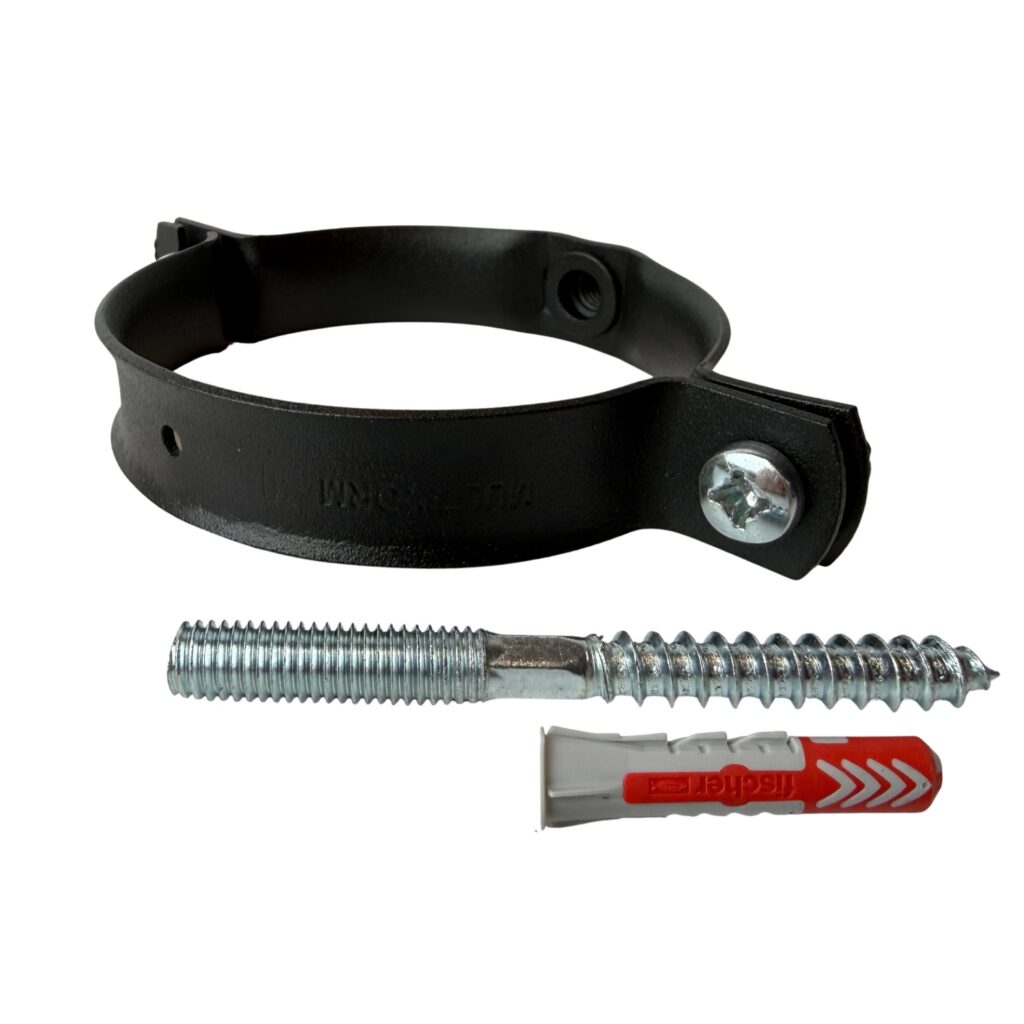 Beugel aluminium 80mm M8 + Schroef Gegalv. M8x80mm + Plug in Ral-9005 fijnstructuur