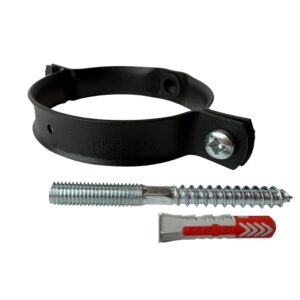 Beugel aluminium 80mm M8 + Schroef Gegalv. M8x80mm + Plug in Ral-9005 fijnstructuur - Afbeelding 1