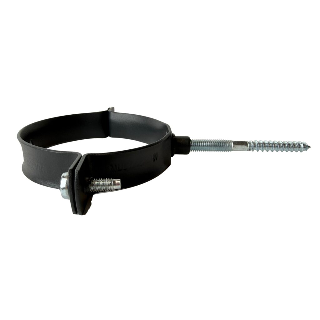 Beugel aluminium 80mm M8 + Schroef Gegalv. M8x80mm + Plug in Ral-7021 fijnstructuur
