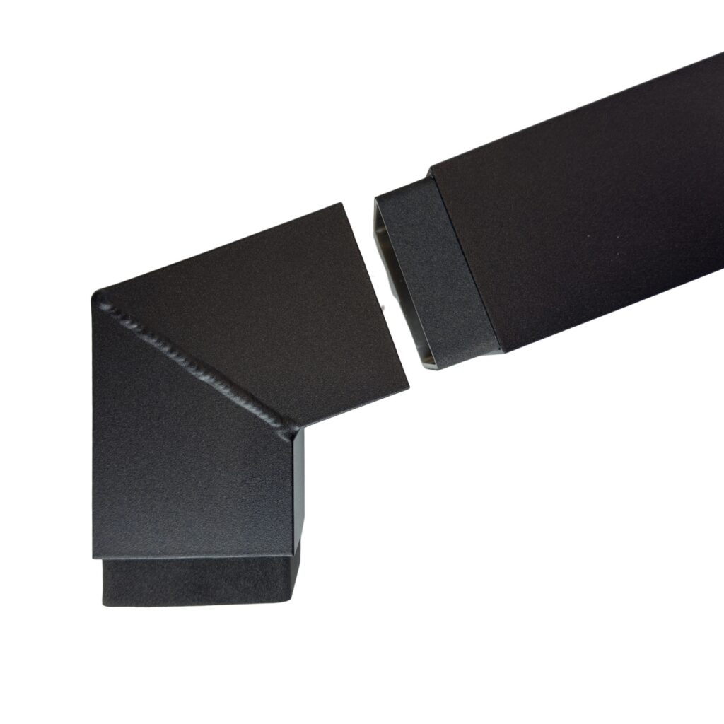 Aluminium sprongstuk set 80x80mm 2 bochten (sprong max. 100cm) - RAL 9005 fijnstructuur