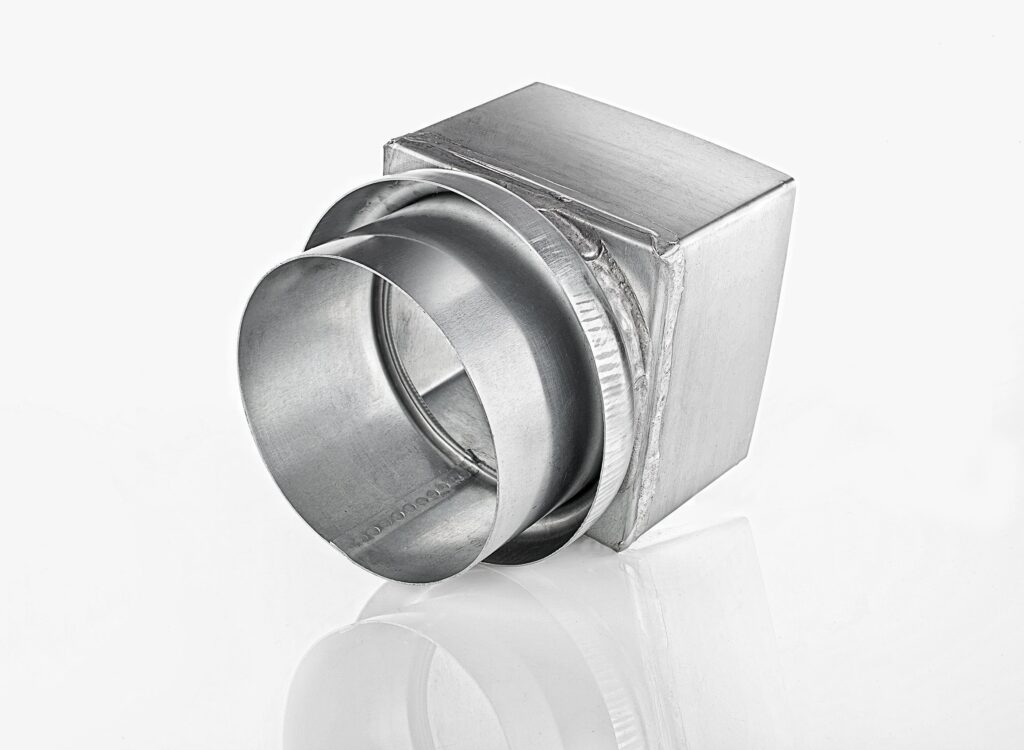 Verloop zink 80x80mm naar 100mm rond Gromo