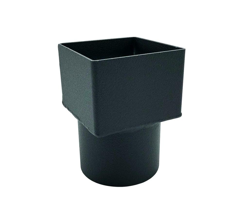 Aluminium verloop 80x80mm naar rond 80mm - RAL 9005 fijnstructuur