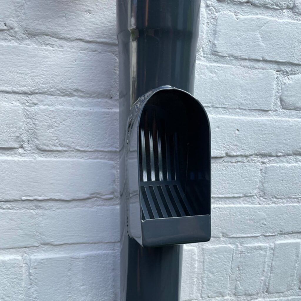 Aluminium regenpijp bladafscheider 80mm rond - RAL 7021 fijnstructuur