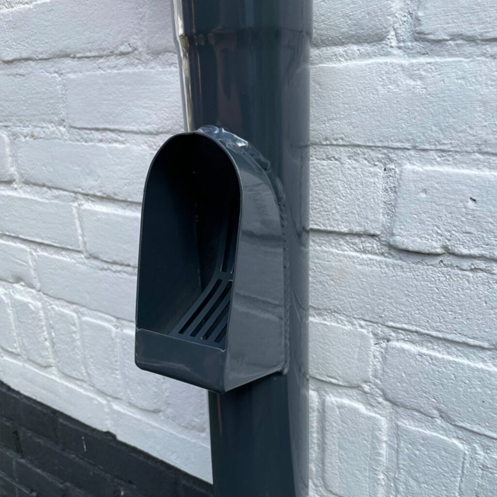 Aluminium regenpijp bladafscheider 80mm rond - RAL 7021 fijnstructuur