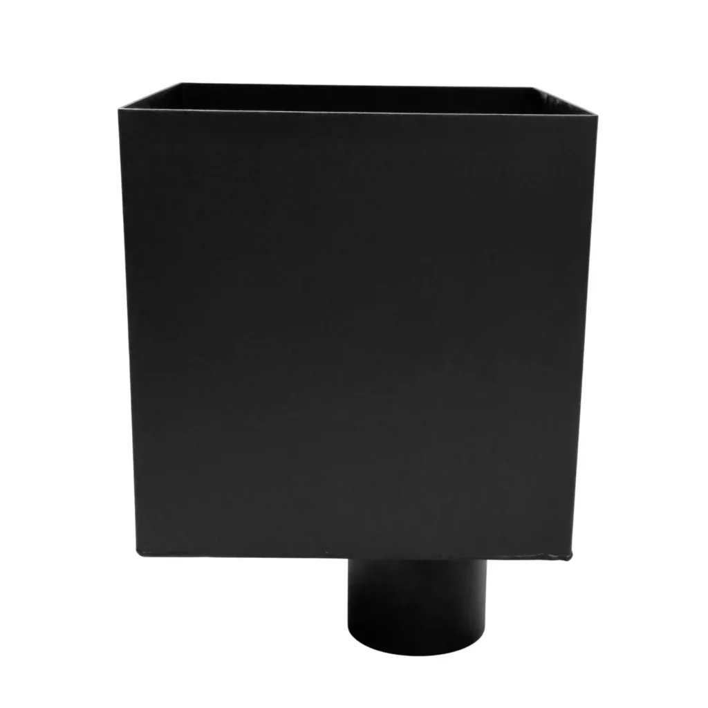 Aluminium vergaarbak Kubus 200x200mm rond 80 mm - RAL 9005 fijnstructuur
