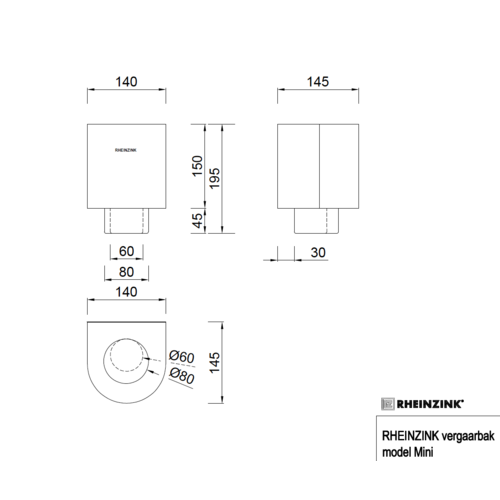 Aluminium vergaarbak mini rond 80mm - Ral-9005 fijnstructuur